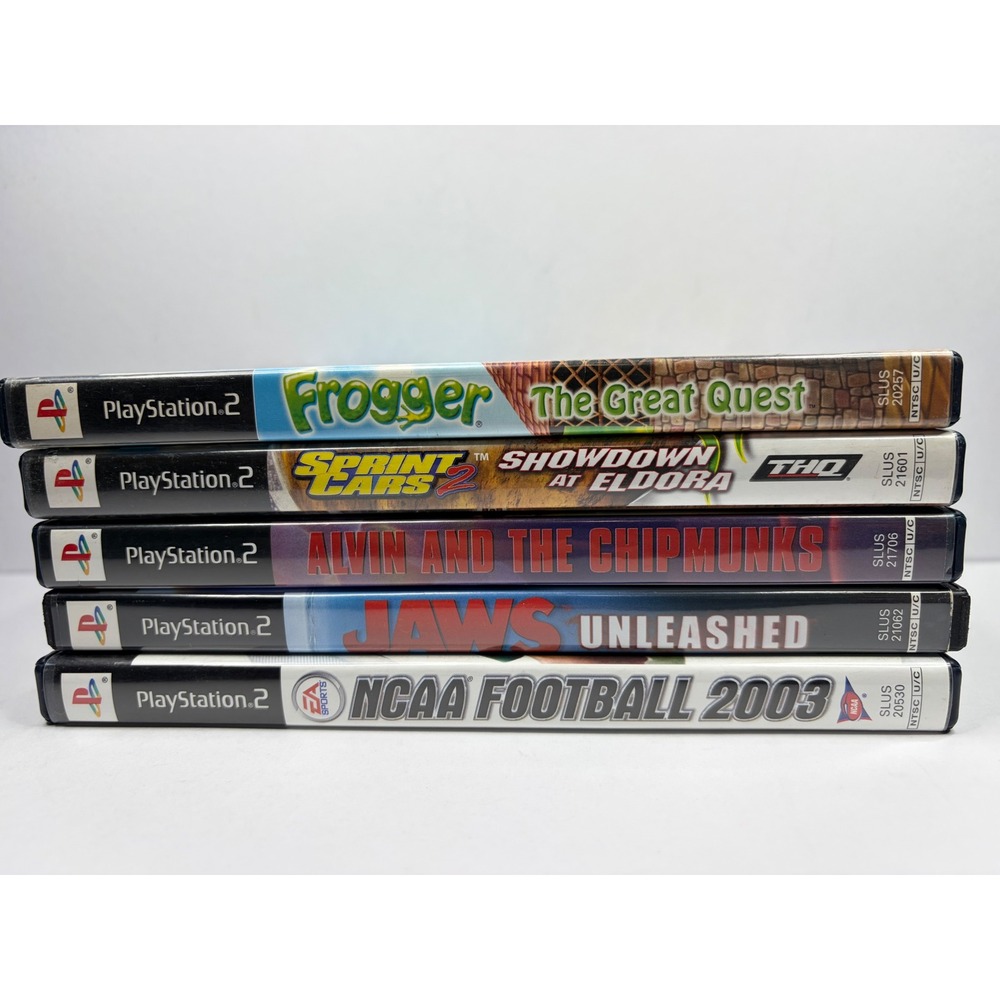 PlayStation 2 Game Lot of 5 Jaws Unleashed NCAA Football 2003 Frogger PS2 Bundle